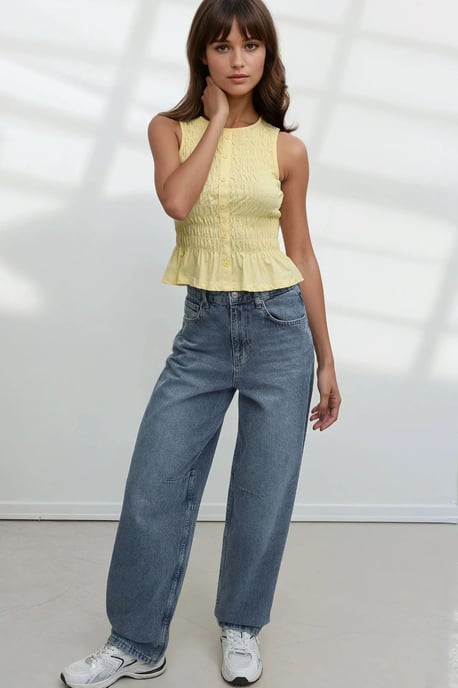 Strukturiertes Rundhals Slim Fit Oberteil - Image 3