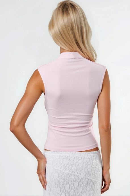 V-Ausschnitt Ärmellose Drapierte Bluse - Image 4