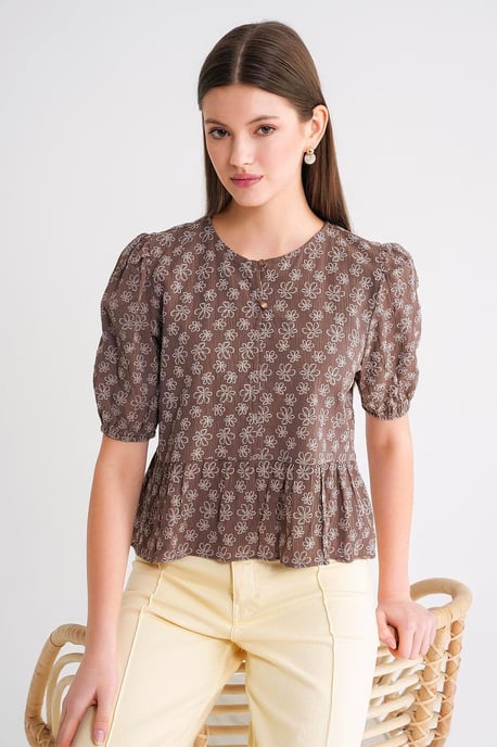 Rüschen Crew-Neck Bluse - Image 1