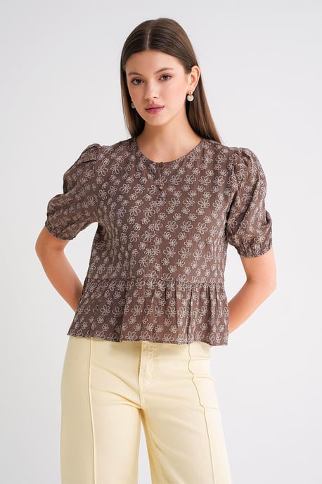 Rüschen Crew-Neck Bluse - Image 2