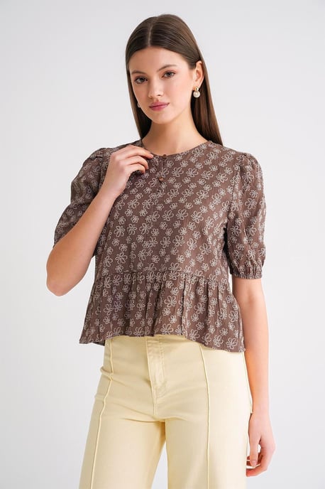 Rüschen Crew-Neck Bluse - Image 3