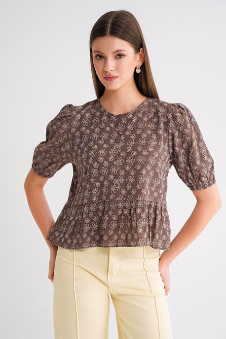 Rüschen Crew-Neck Bluse - Image 4