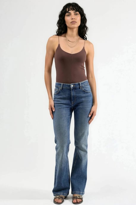 Slim Fit Ripp-Optik V-Ausschnitt Bluse - Image 4