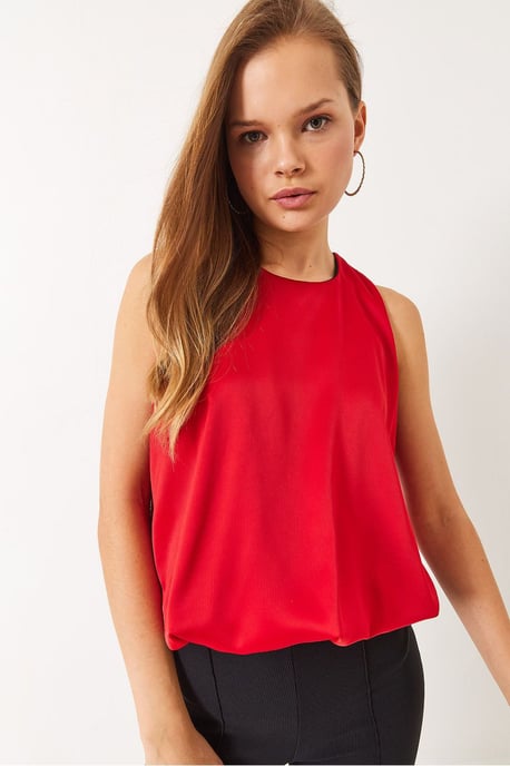 Crepe Locker sitzende Ärmellose Bluse mit elastischem Detail - Image 2