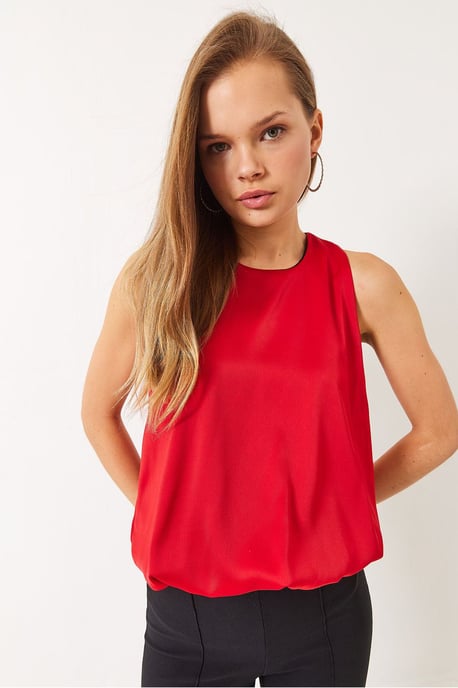 Crepe Locker sitzende Ärmellose Bluse mit elastischem Detail - Image 3