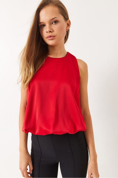 Crepe Locker sitzende Ärmellose Bluse mit elastischem Detail - Image 4