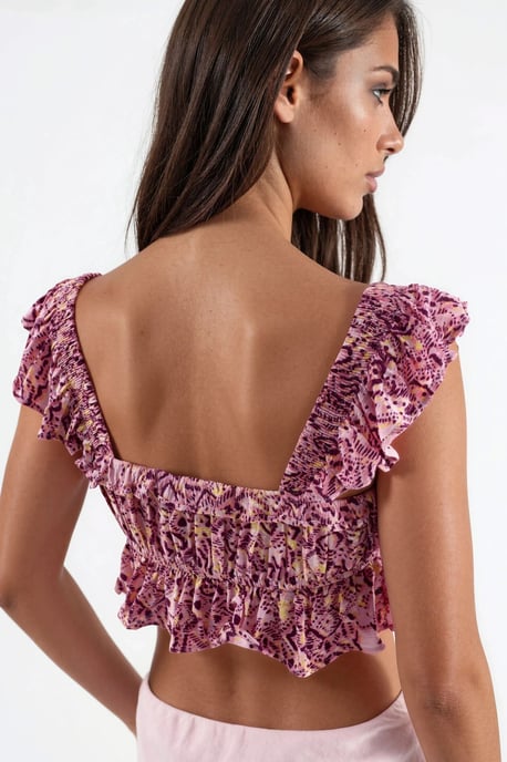 florale Bluse mit Rüschensquare-Kragen - Image 3