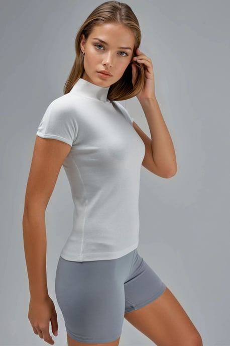 Figurbetonte Halbkragen-Baumwollbluse - Image 2
