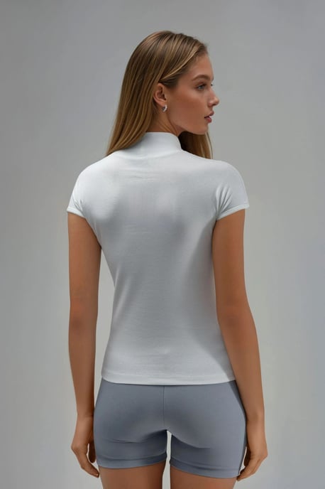 Figurbetonte Halbkragen-Baumwollbluse - Image 3