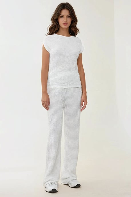 Strukturierter Rundhals-Shortsleeve-Top - Image 4