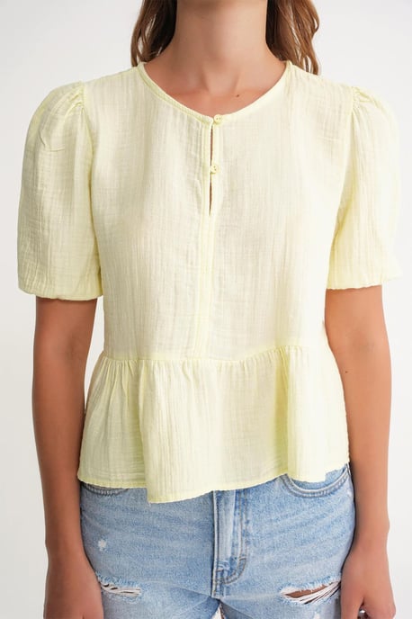 Texturierte Musselin-Bluse mit Rundhalsausschnitt und Knopfverschluss - Image 5