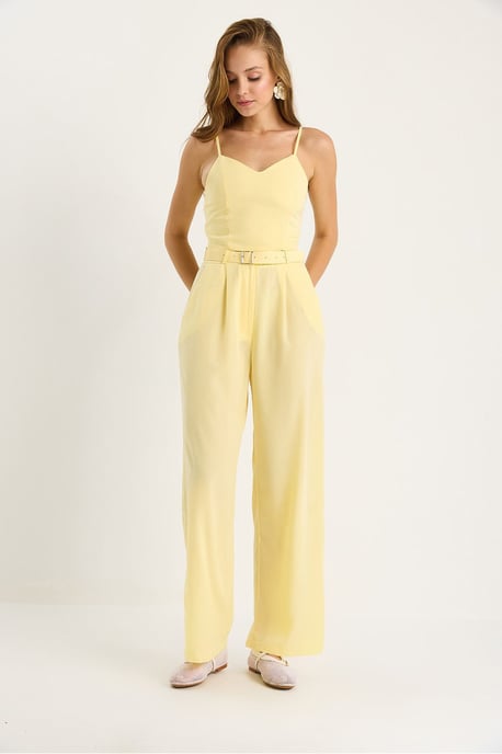 V-Ausschnitt Bluse und weit geschnittene Hose Set - Image 2