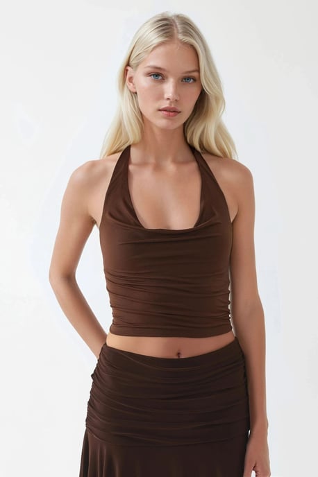 Halterneck Slim Fit Crop Bluse - Image 6