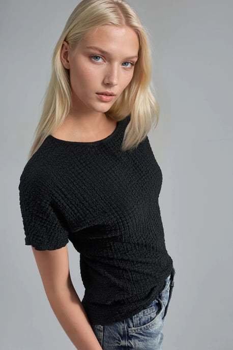 Strukturierte Rundhalsbluse - Image 2