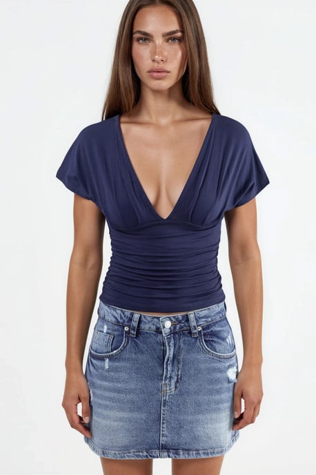 V-Ausschnitt Bluse mit Schleifen-Detail - Image 6