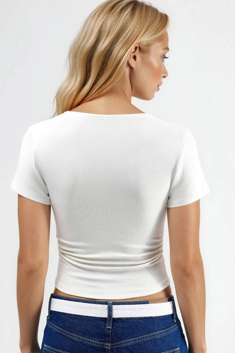 Hiccup Drapierte, enganliegende Stretchstrickbluse - Weiß - Image 3
