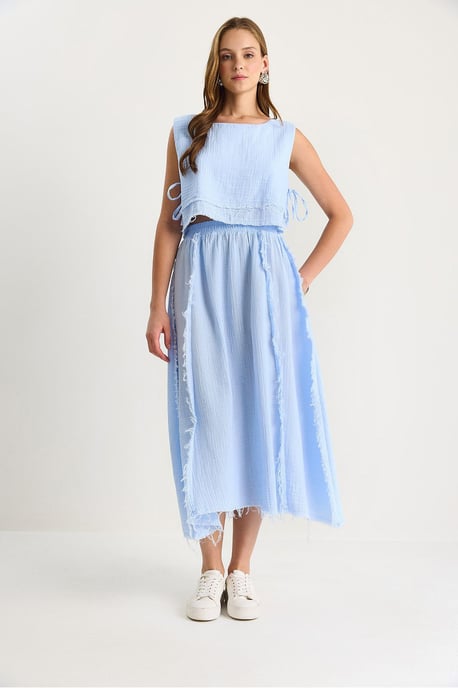 Texturierte Bluse und Rock aus Musselin, zwei-teiliges Set - Image 2