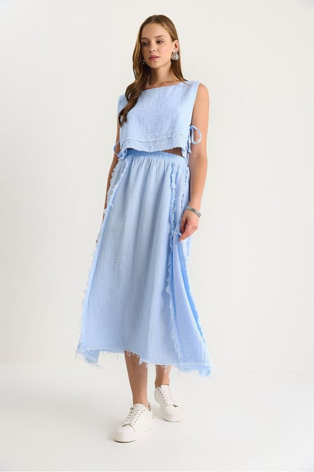 Texturierte Bluse und Rock aus Musselin, zwei-teiliges Set - Image 4