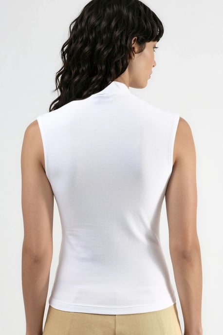 V-Ausschnitt Ärmellose Drapierte Bluse - Image 3