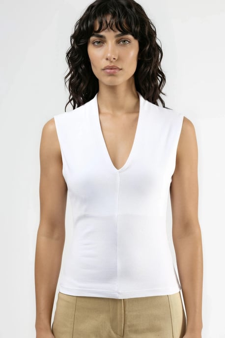 V-Ausschnitt Ärmellose Drapierte Bluse - Image 6