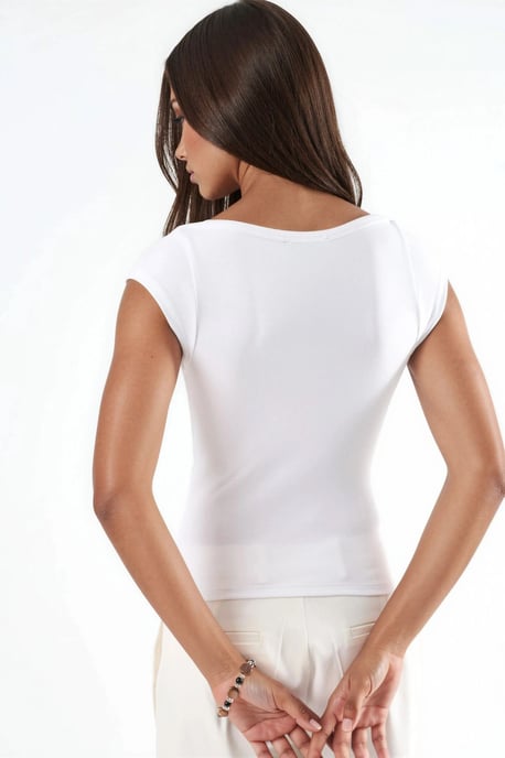 Schlanke Passform Boot-Ausschnitt Bluse - Image 3
