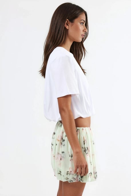Crew-Neck Crop-Bluse mit elastischem Bund - Image 2