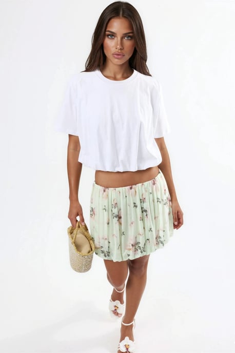 Crew-Neck Crop-Bluse mit elastischem Bund - Image 4