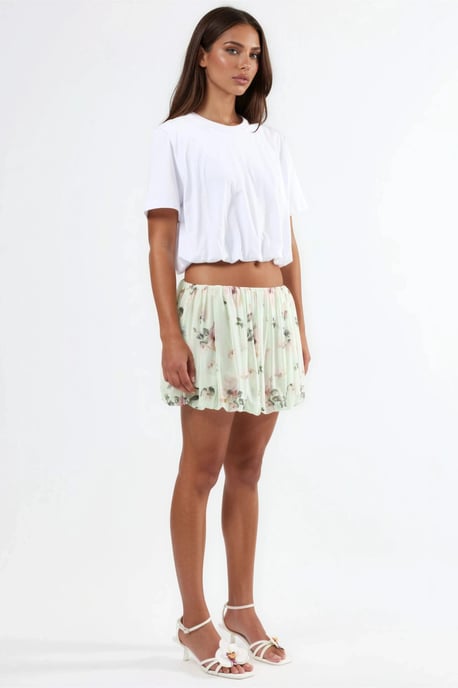 Crew-Neck Crop-Bluse mit elastischem Bund - Image 5