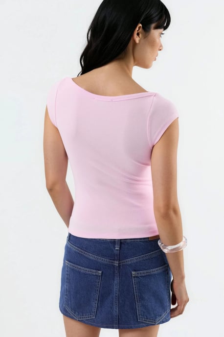 Schlanke Passform Boot-Ausschnitt Bluse - Image 3