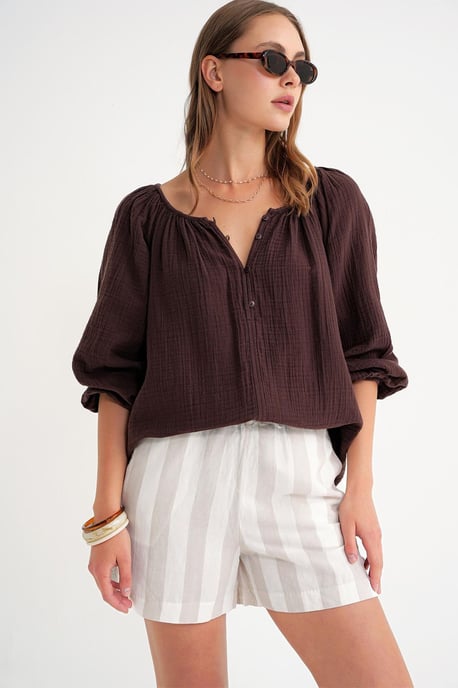 Geknöpfte Musselin-Bluse - Image 3