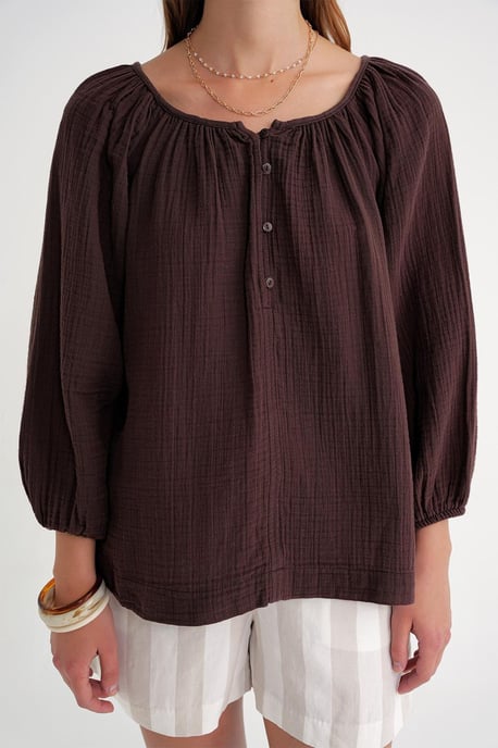 Geknöpfte Musselin-Bluse - Image 5