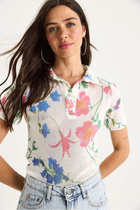 Blumen Polohemd Bluse - Image 2