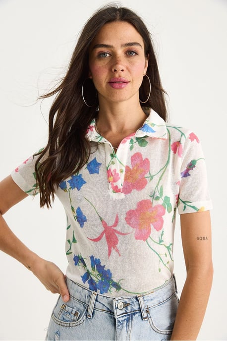 Blumen Polohemd Bluse - Image 3