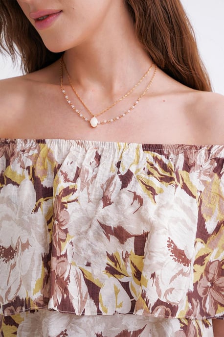 Bluse mit floralem Druck und schulterfreiem Schnitt - Image 6