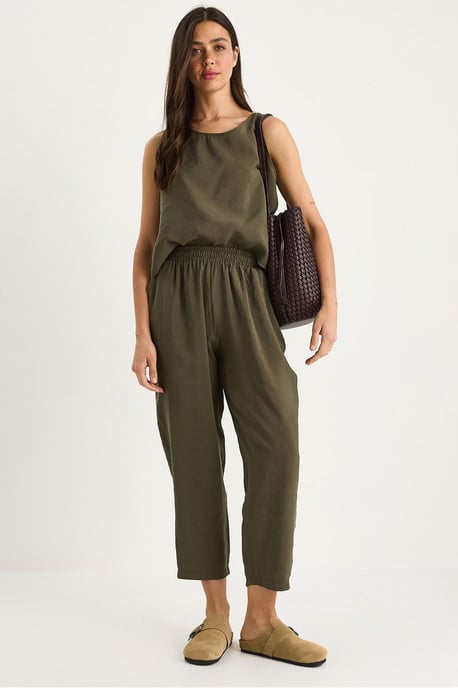 Ärmelloses Rundhals-Blusenset mit Karottenhose - Image 1