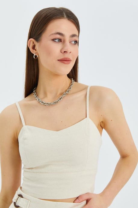 Herzen-Kragen Figurbetonte Cropped-Bluse - Image 3