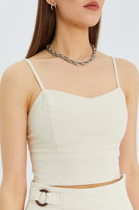 Herzen-Kragen Figurbetonte Cropped-Bluse - Image 4
