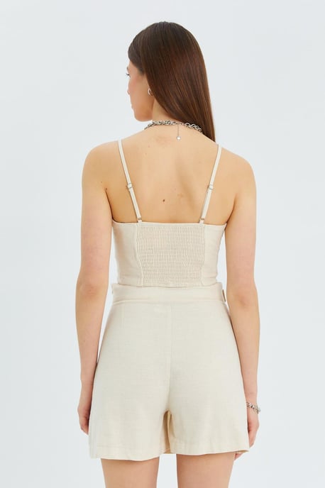 Herzen-Kragen Figurbetonte Cropped-Bluse - Image 6