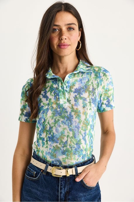 Blumiges Polohemd Bluse - Image 2