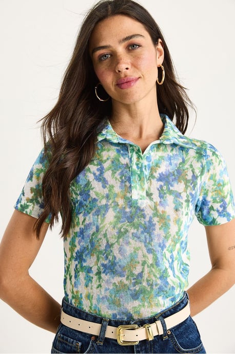 Blumiges Polohemd Bluse - Image 3