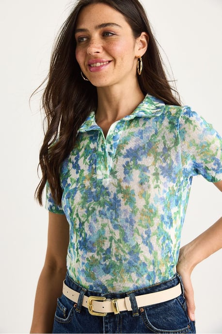 Blumiges Polohemd Bluse - Image 4