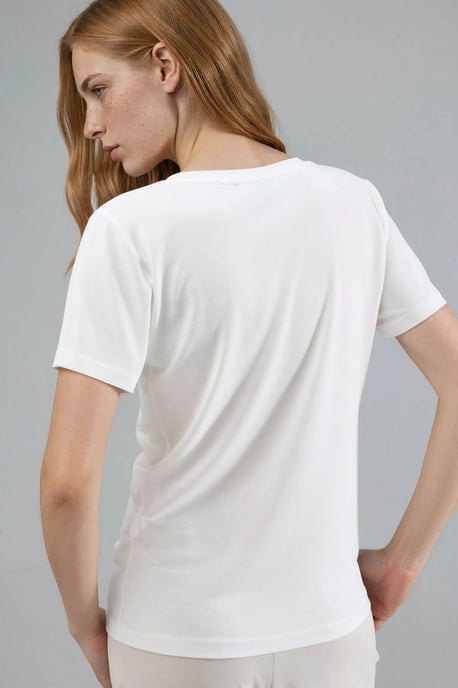 V-Ausschnitt Kurzarm-Modalbluse - Image 3