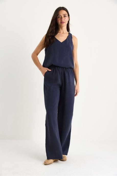 V-Ausschnitt Baumwollbluse-Hosen Zweiteiliges Set - Image 3