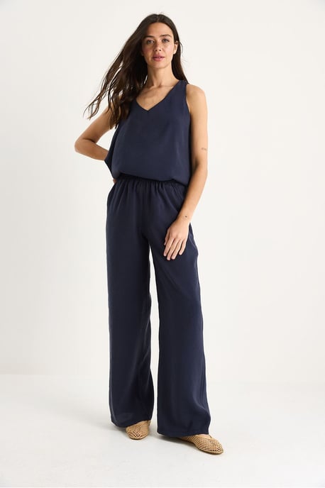 V-Ausschnitt Baumwollbluse-Hosen Zweiteiliges Set - Image 4