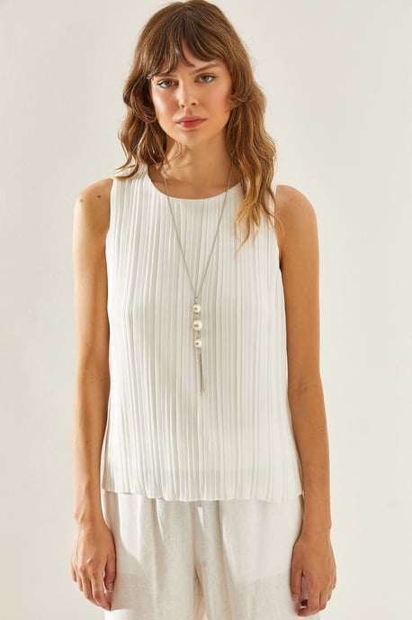 Strukturierte Siphonbluse mit Accessoire-Detail - Image 2