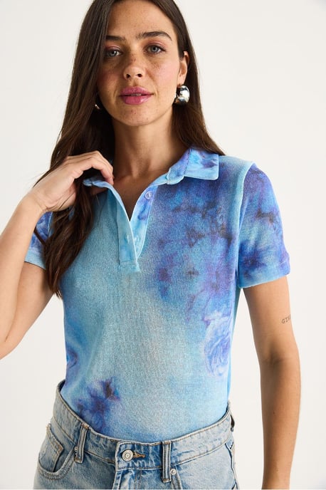 Blumen Polohemd Bluse - Image 3