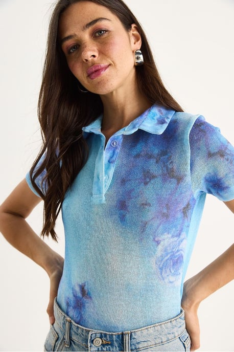Blumen Polohemd Bluse - Image 4