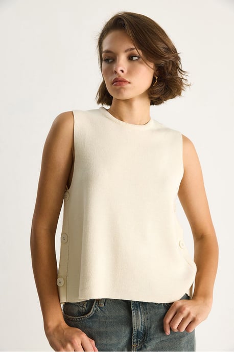 Knopfdetaillierte Strickbluse - Image 2