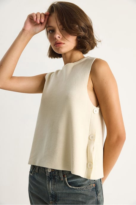 Knopfdetaillierte Strickbluse - Image 3