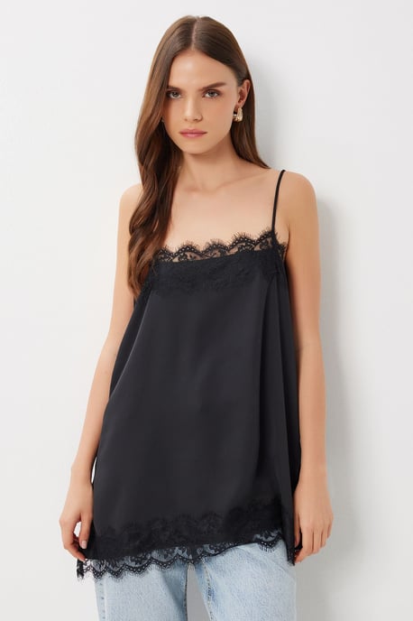 Spitzenverzierte Satinbluse - Image 2